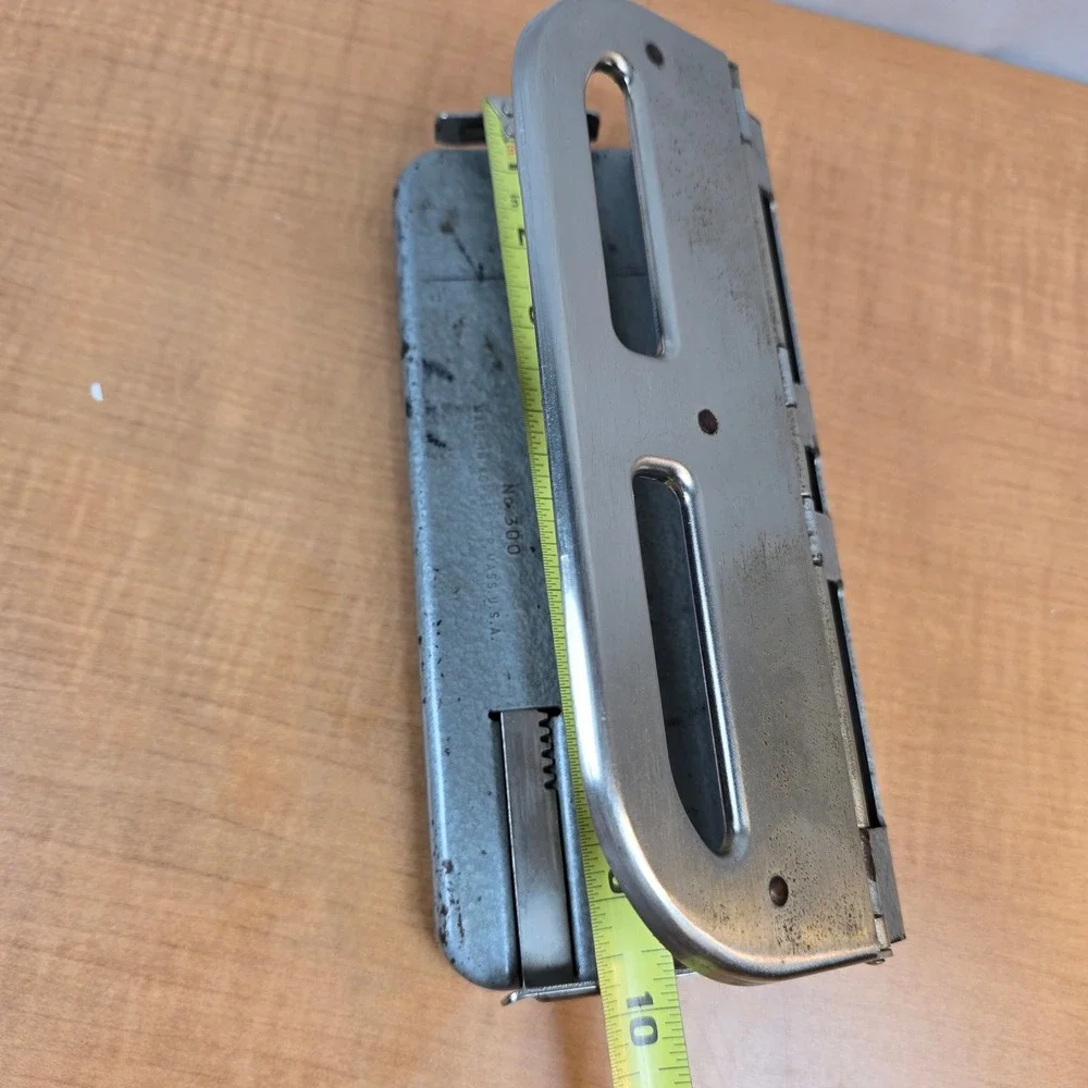 Vintage Desk MUTUAL CENTAMATIC Punch No 300 Adjustable 3 Hole Punch Made USA